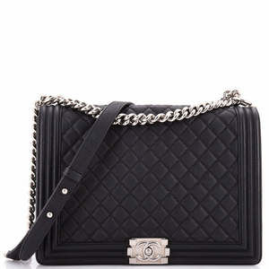 Chanel Large Boy Flap Bag Quilted Caviar